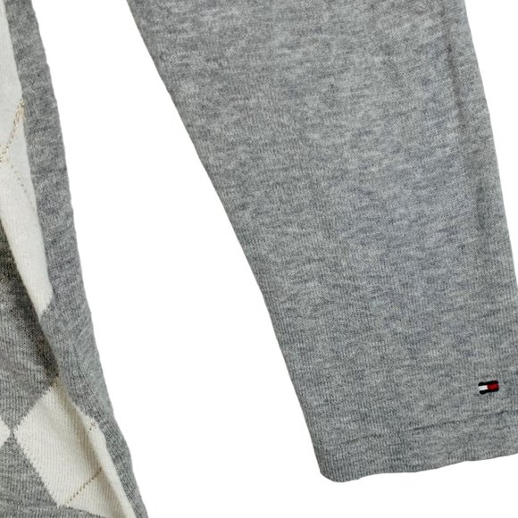 Tommy Hilfiger Womens Argyle Sweater Size L V Neck Pullover Long Sleeve Gray - Picture 5 of 11